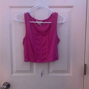 Pink Sleeveless Crop Bustier Tank Top